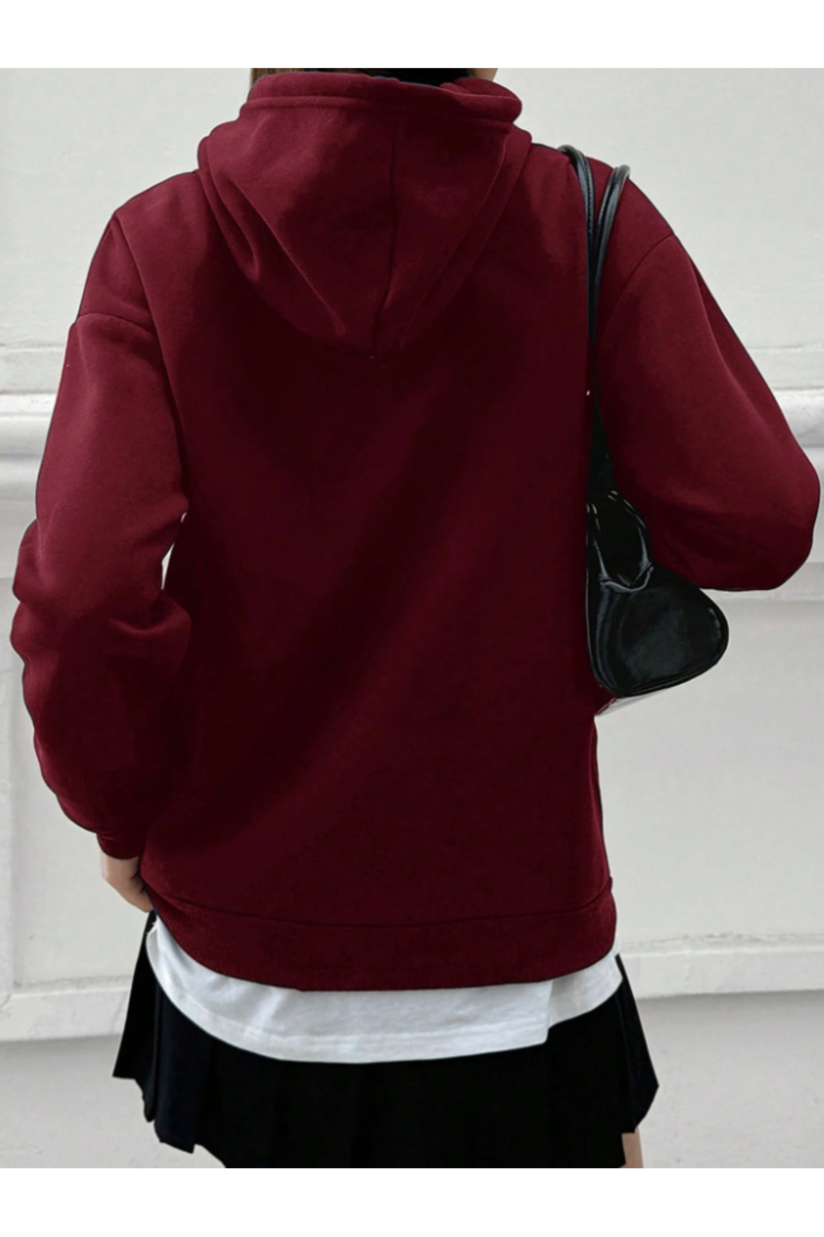 Revasser  Kadın MİNİ KURDELE Renkli Özel Baskılı Pamuklu Oversize Kapüşonlu Sweatshirt - Görsel 3