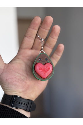 HW3D 3D Mutlu Avokado Figürlü Anahtarlık | Eğlenceli & Trend Tasarım | Dekora...