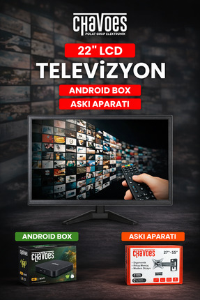 Chavoes 22 İnç Mutfak TV + Android Box | Çanak Antensiz WiFi TV | Askı Aparat...