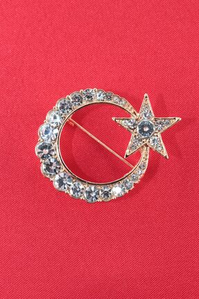 KEEBA Kalbinizin üzerinde Ay yıldız broş gold taşlı ay yıldızlı erkek kadın y...