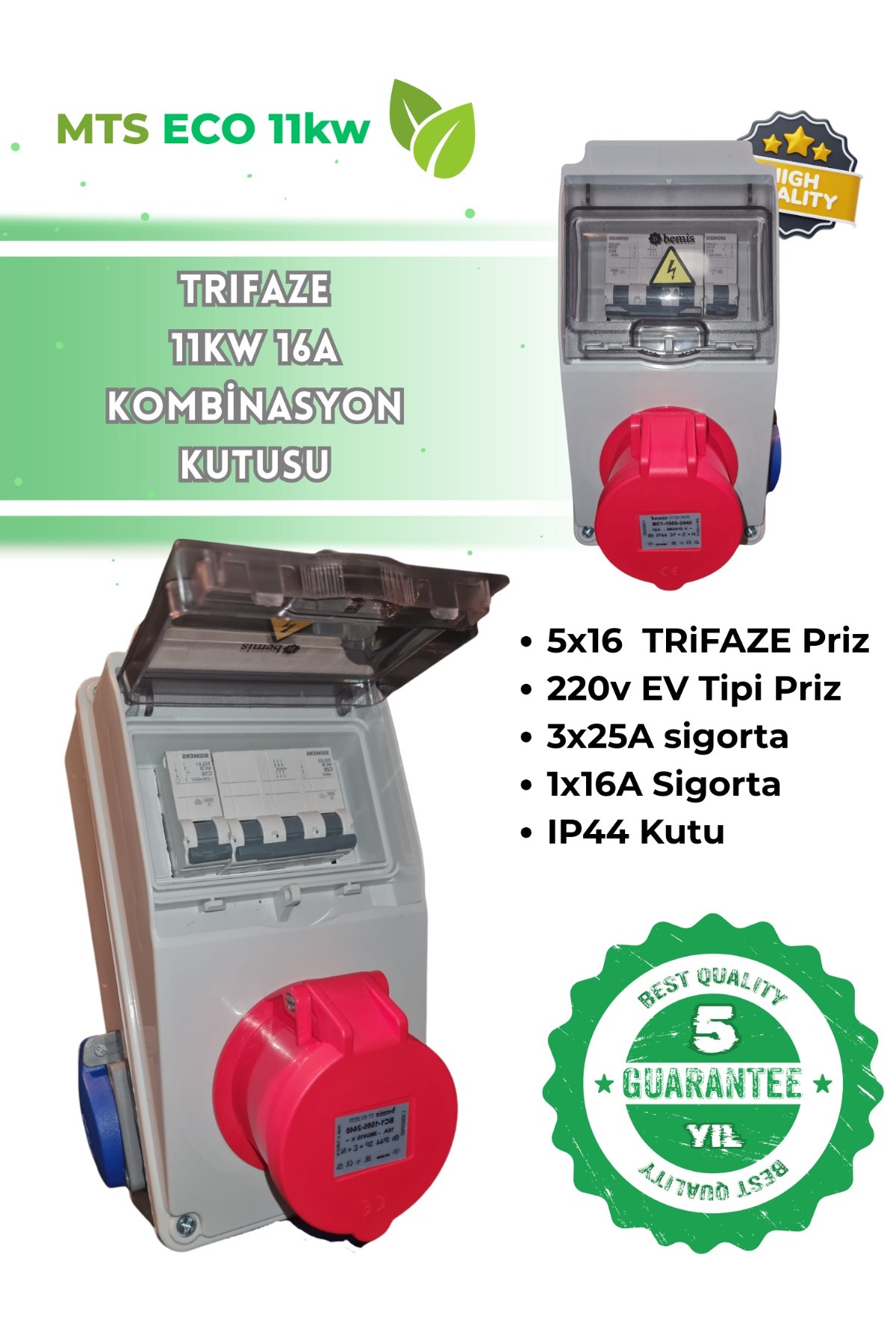 MTSevcharger 11Kw Trifaze 5/16 SIEMENS Taşınabilir Elektrikli Araç