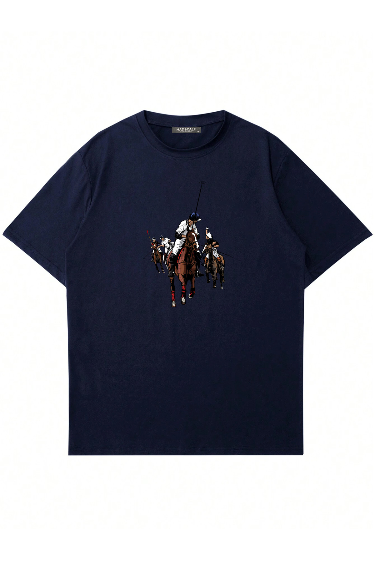 Mad&Calf Unisex Horse Rider Printed Crew Neck Oversized T-Shirt