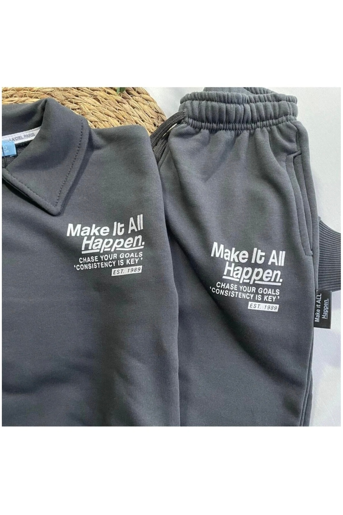 Polo Yaka Erkek Çocuk 2li takım - Gri