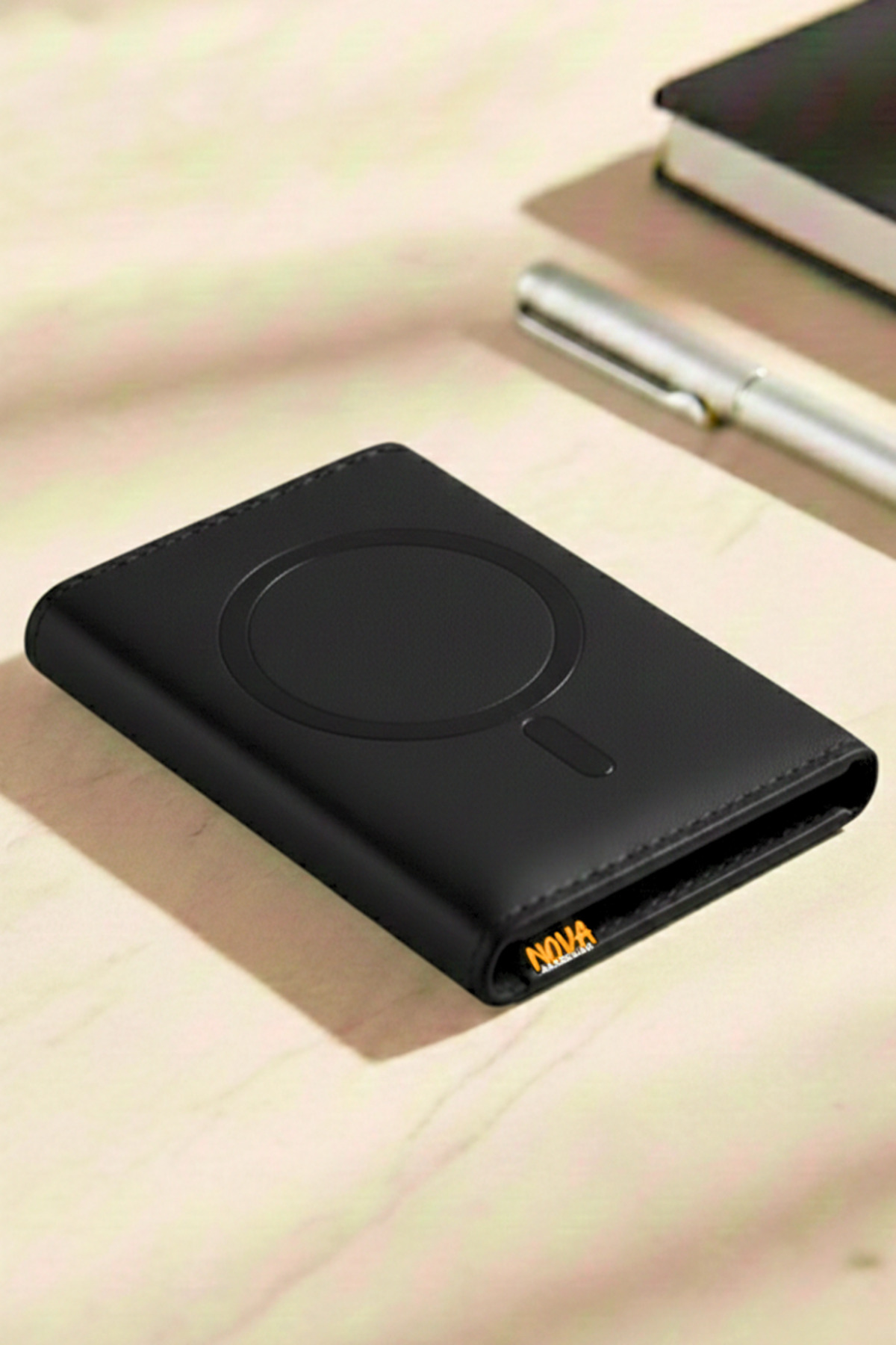 cepmoda  iPhone "12-13-14-15-16-17 Plus/Pro/Max" Uyumlu - Magsafe Premium Deri Kartlık Cüzdan Stand - SİYAH - Görsel 2