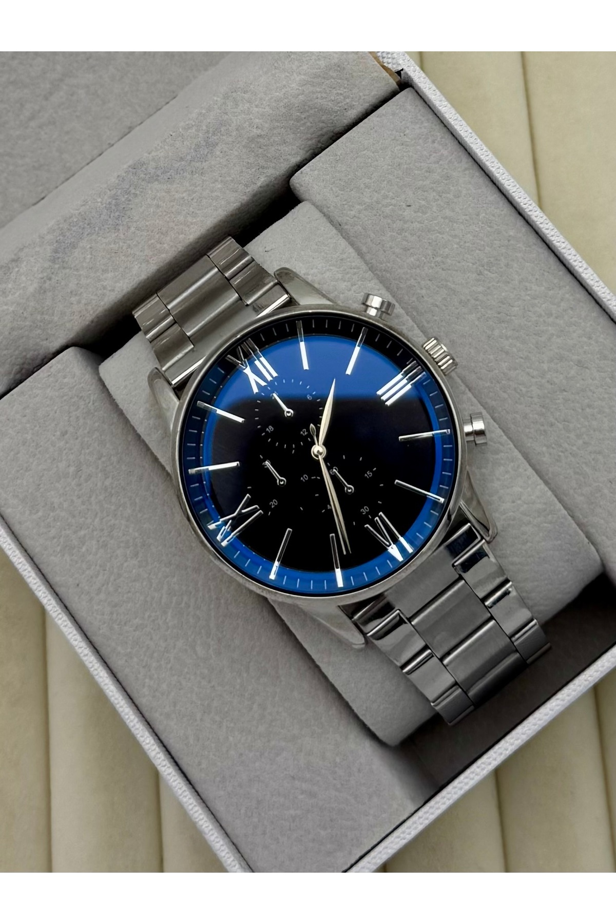 DEEPWELL  İsimli Roma Rakamlı Erkek Kol Saati Metal Kordon Bileklik Hediyeli CLP-021 - Görsel 4