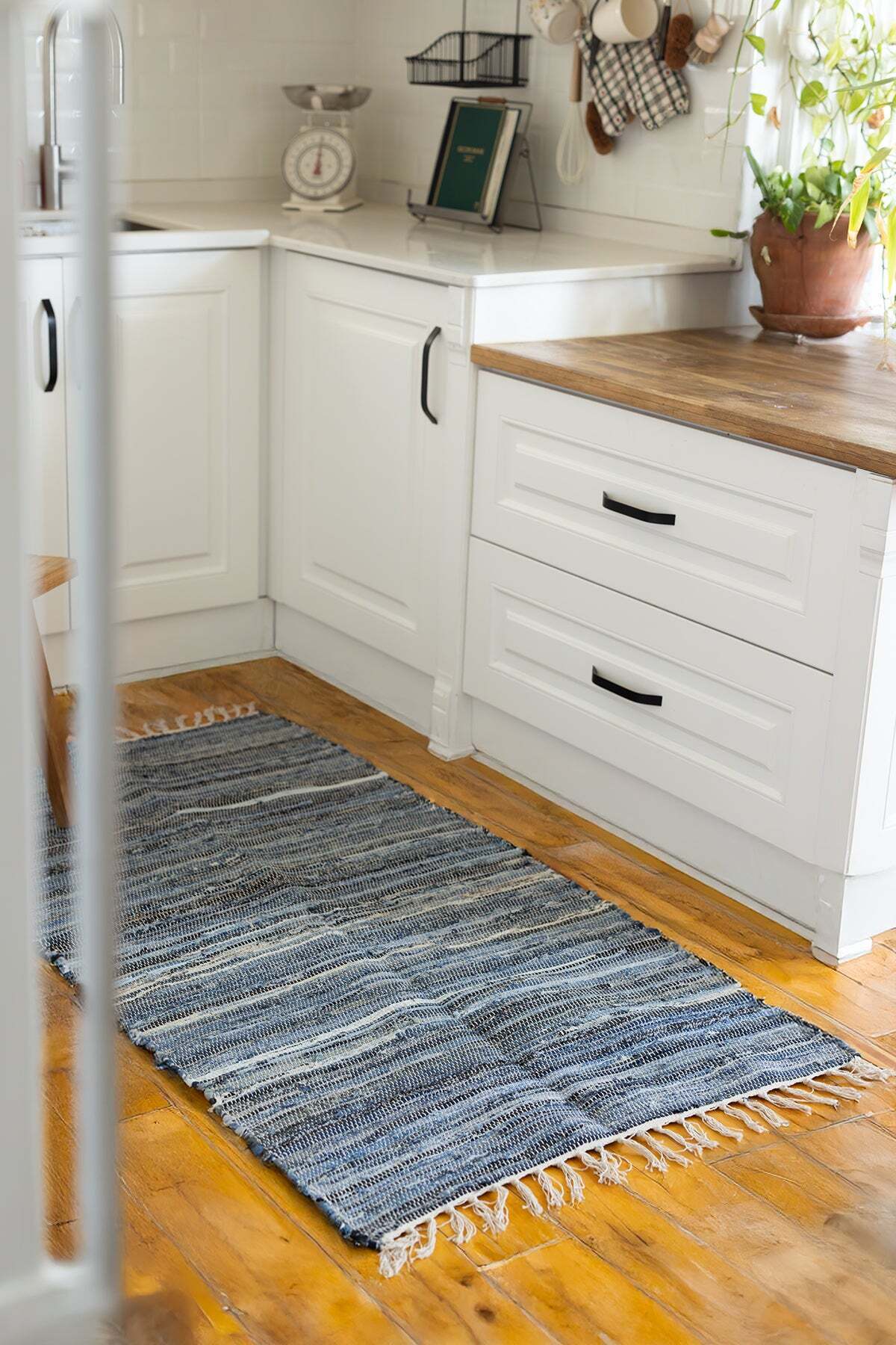 Striped Denim Rug Ecru/Indigo 80x150