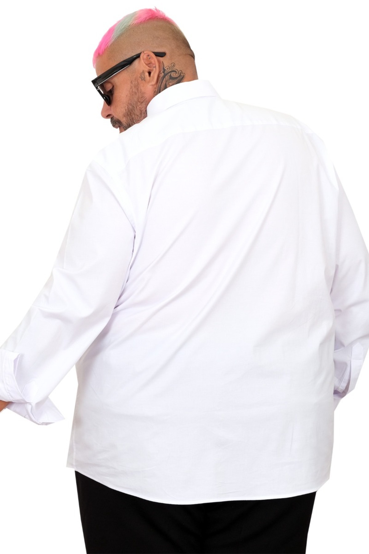 ModeXL Mode XL Büyük Beden Erkek Klasik Gömlek Likralı 20351 Beyaz