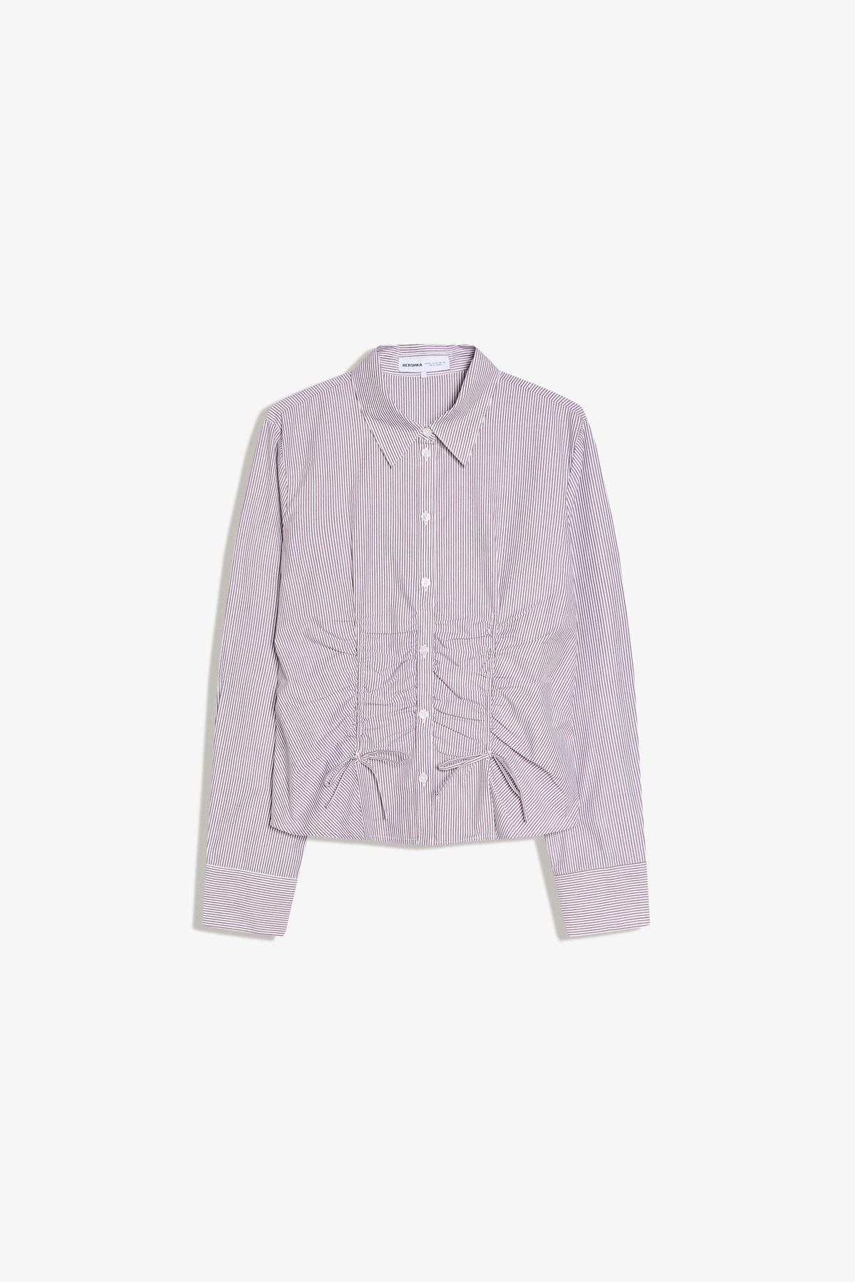 Bershka  Büzgülü poplin gömlek - Görsel 5