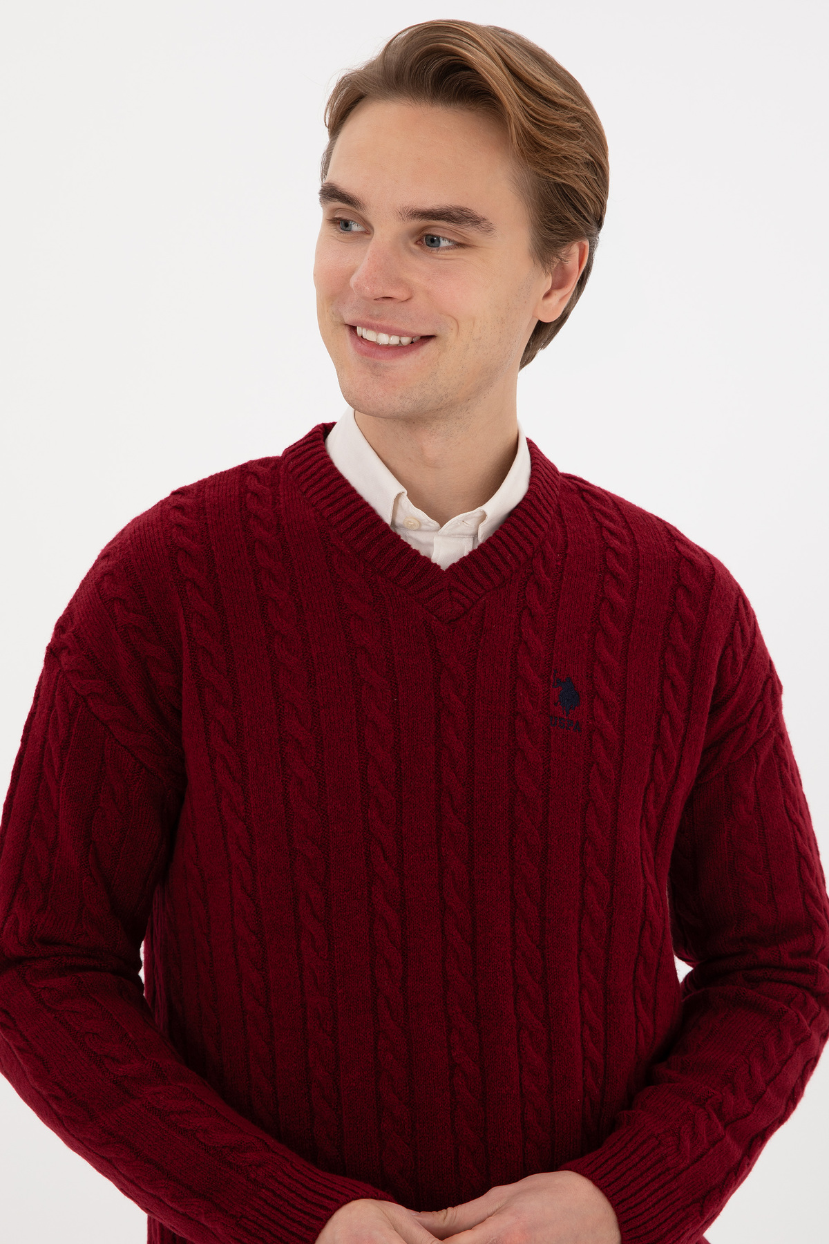 ژاکت مردانه Claret Red Comfort Fit V-Neck 50315038-VR014 — قرمز — تصویر 2 از 7