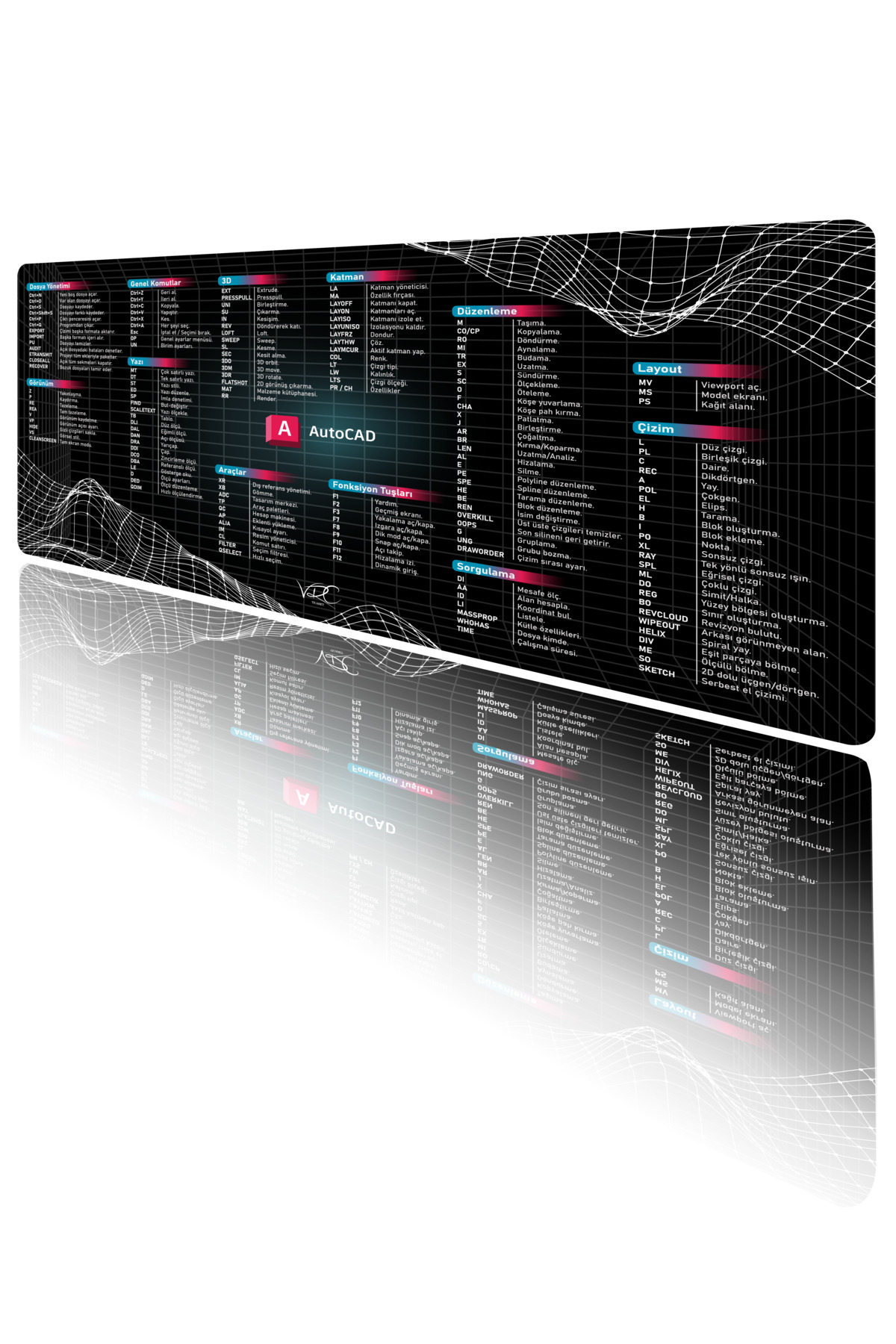 AutoCAD Mousepad 80x40Cm Kaymaz Kauçuk Taban
