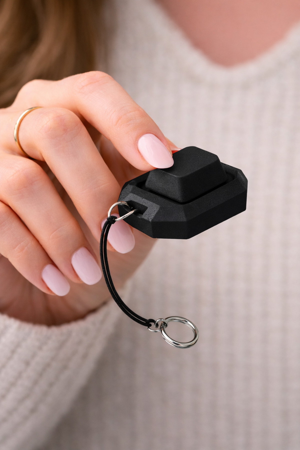Keycap Mechanical Single Keypad Keychain Key Ring Black (Blue Switch Mechanism)