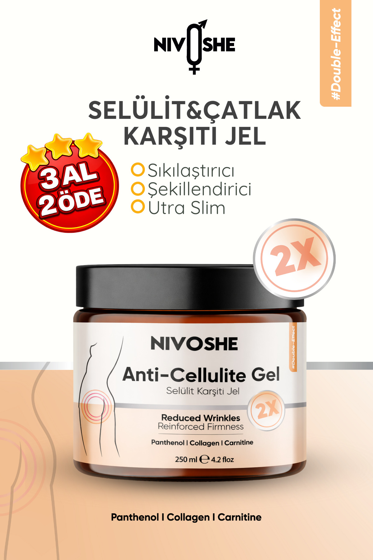 Selülit Ve Çatlak Giderici Vücut Şekillendirici Sıkılaştırıcı Toparlayıcı Lipoliz Jel Body Gel 250ML