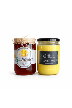 Zemheriden Şekersiz Süzme Bal 1000 GR + Ghee Sade Yağ 500 GR Avantaj Paketi
