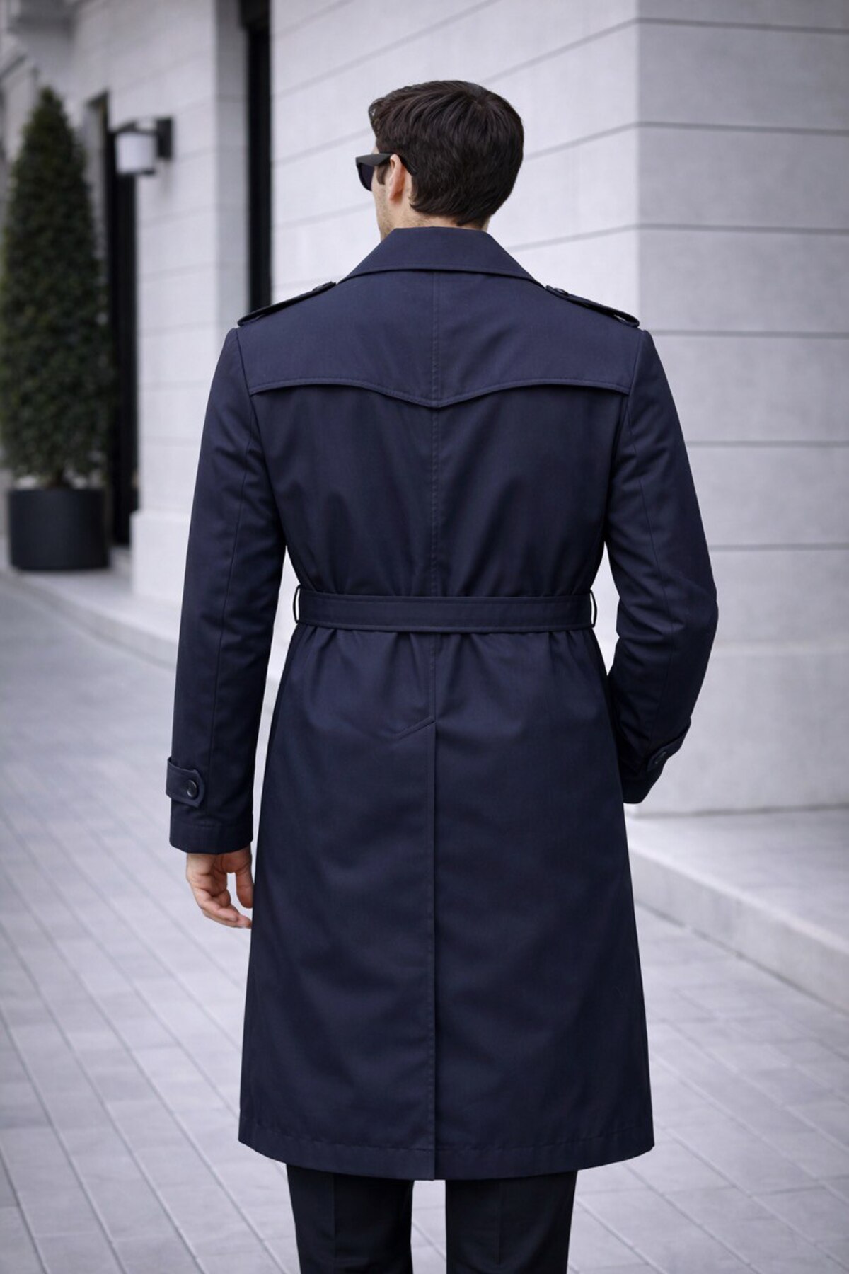 BASEL.CO  Erkek Modern Kalıp Trençkot - Kemerli, Çift Düğmeli, Zamansız Tasarım - Görsel 2
