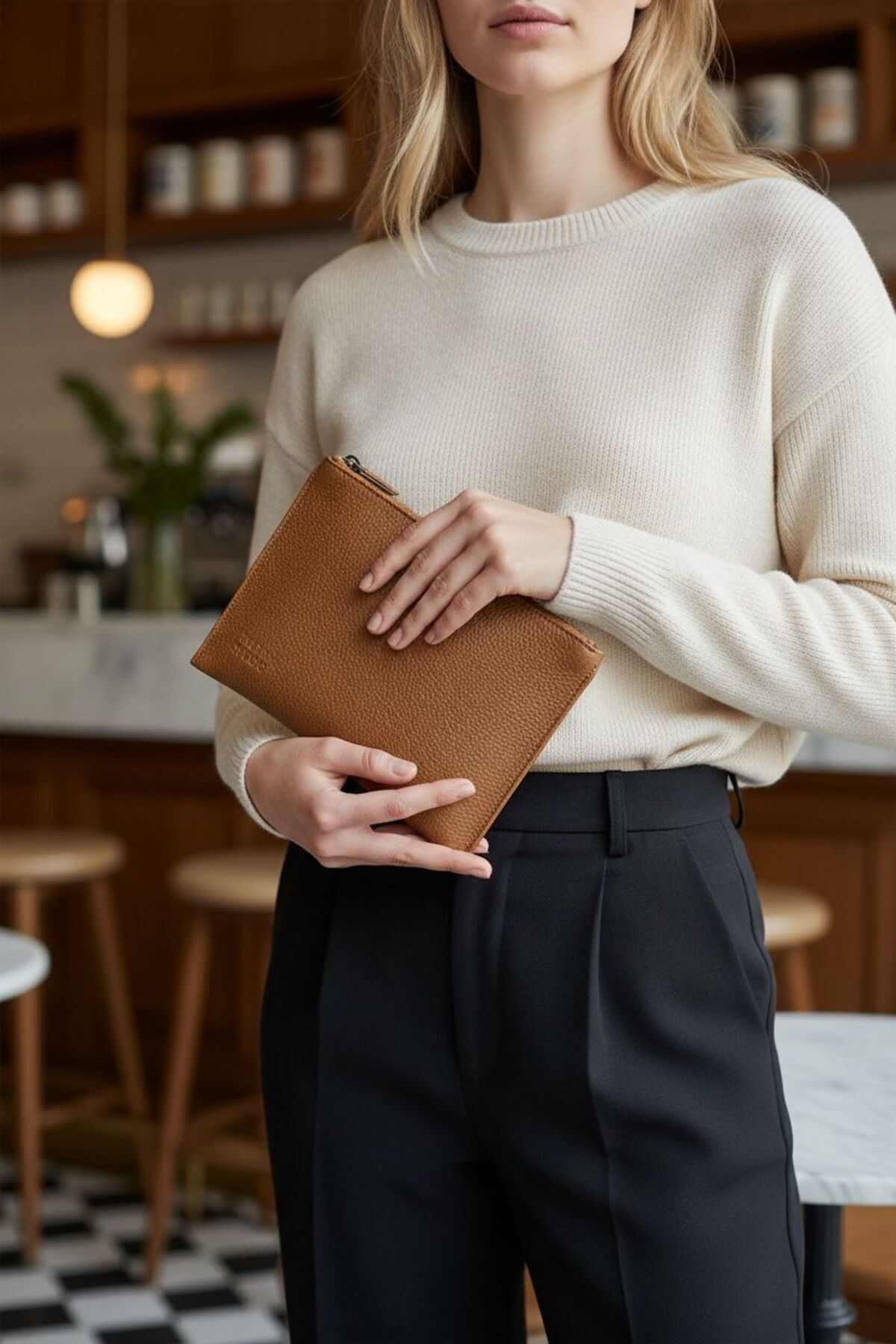 PLUSH STUDIO ISTANBUL NOIR CASE Deri Clutch El Çantası | Şık, Minimal & Zamansız Tasarım görsel 2