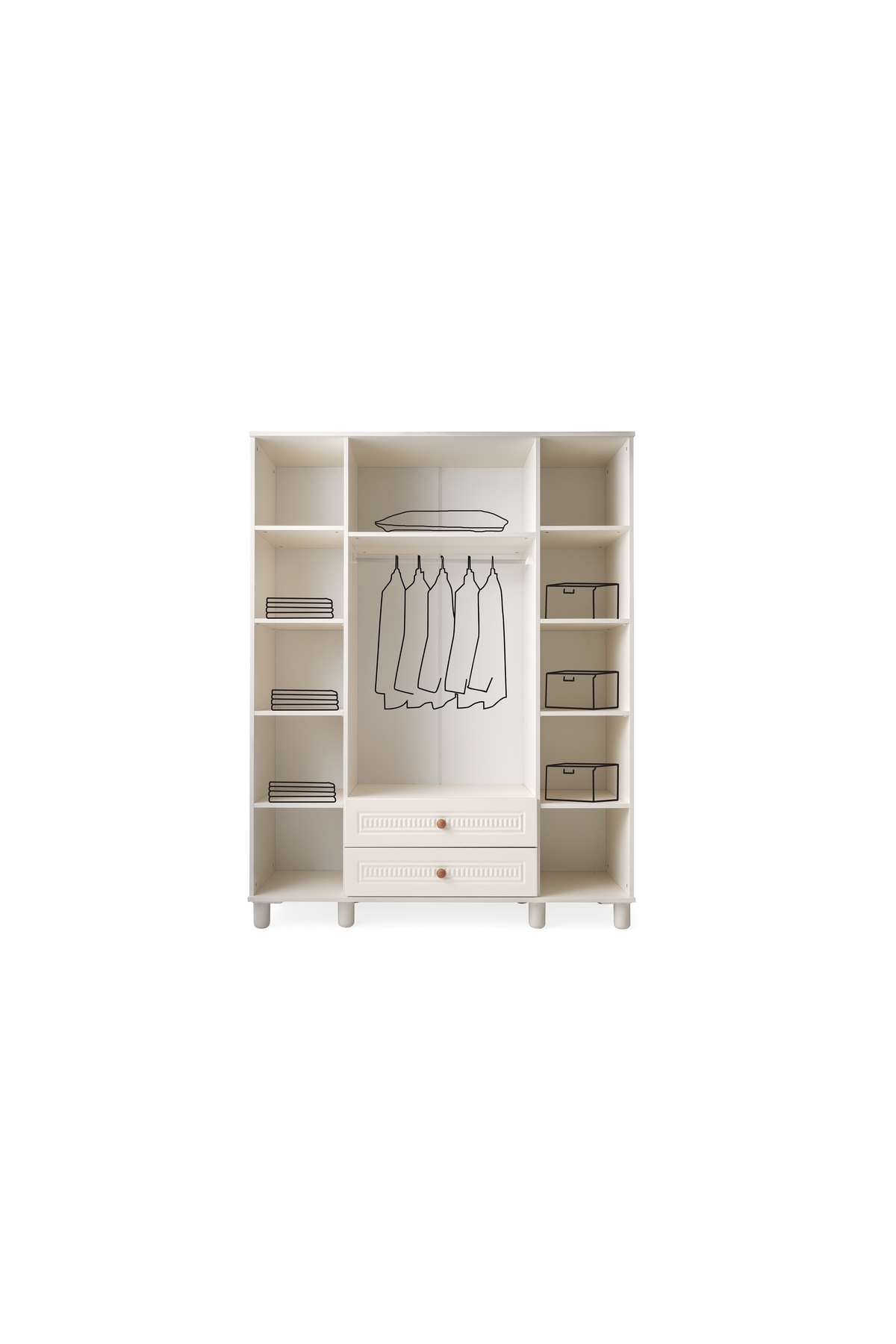 Vivense Ada Gardırop, Beyaz, 4 Kapaklı fotoğrafı 3 (önizleme)