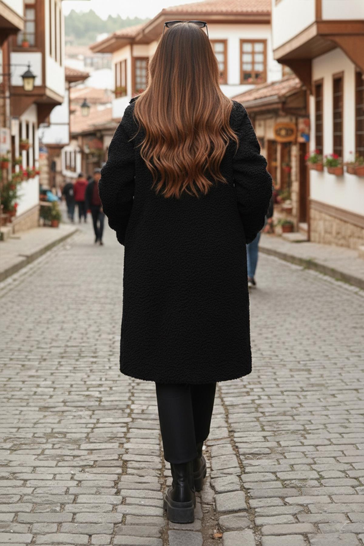 SENSTIL  Astarlı Peluş Mont Siyah SS2506 - Görsel 3