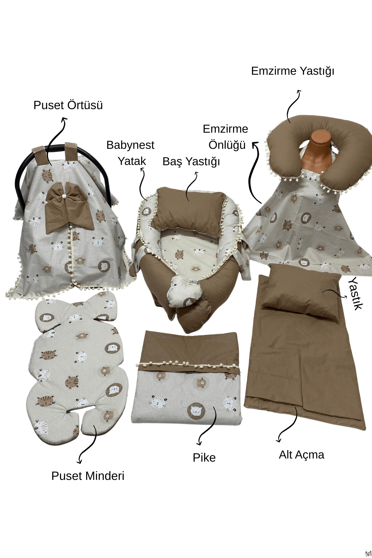 Happy Baby Dikiş Atölyesi 10’lu Babynest Puset Örtüsü Alt Açma Emzirme Yastığı Emzirme Önlüğü Ana Kucağı Anne Yanı fotoğrafı 2 (önizleme)