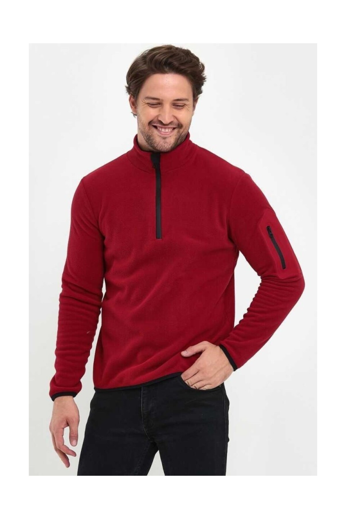 Yarım Fermuarlı Polar 2312002 - Bordo — قرمز 2312002-KIRMIZI — تصویر 4 از 4