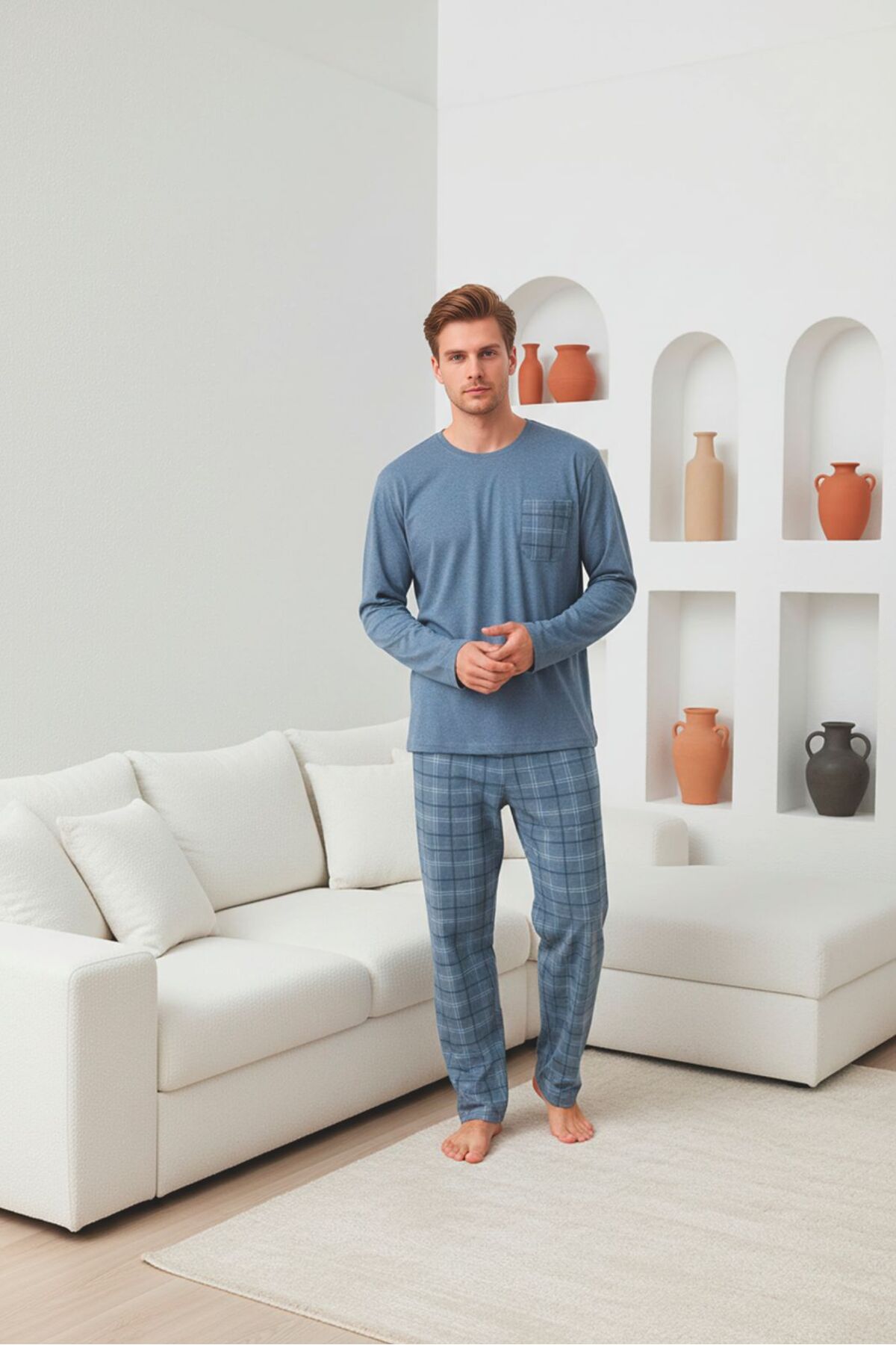 Sude HOMEWEAR  Erkek Uzun Kol Pijama Takımı - Görsel 2