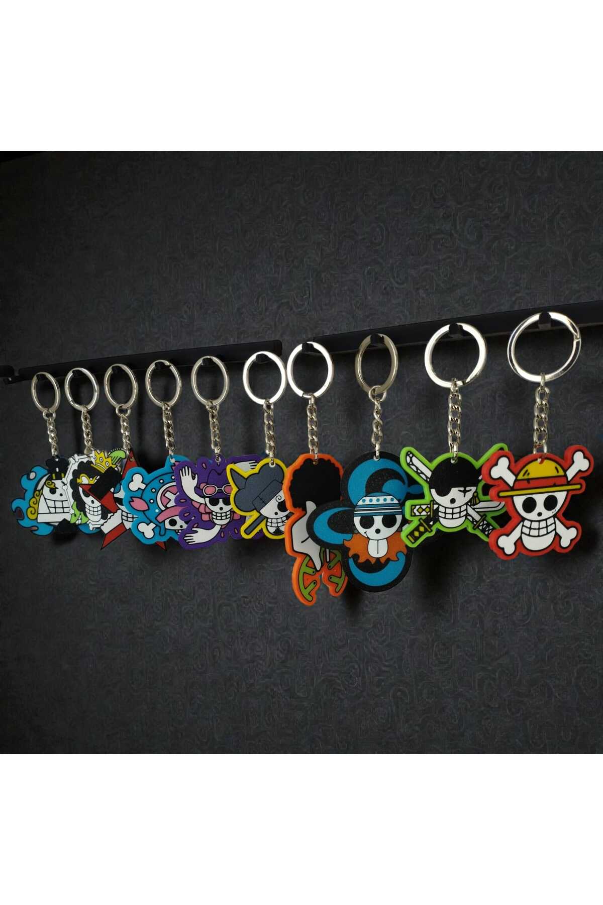 3D One Piece Hasır Şapka Korsanları Anahtarlık Seti - Luffy, Zoro