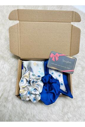 tarzınısec Sevgililer Günü Özel Blue Fular Toka Bandana Hediye Seti