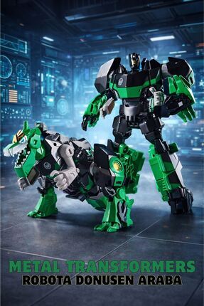 TRENDZONE Oyuncak Metal Gövdeli Robota Dönüşen Transformers Araba 20 cm Yeşil