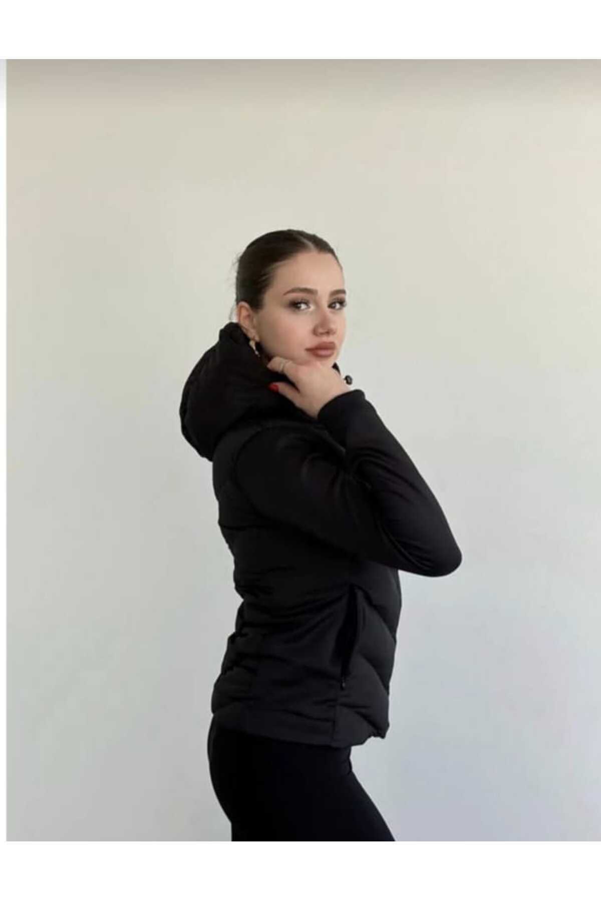 Rowsmen  KADIN KAPÜŞONLU SİYAH SCUBA DALGIÇ DETAYLI ŞİŞME MONT - Görsel 2