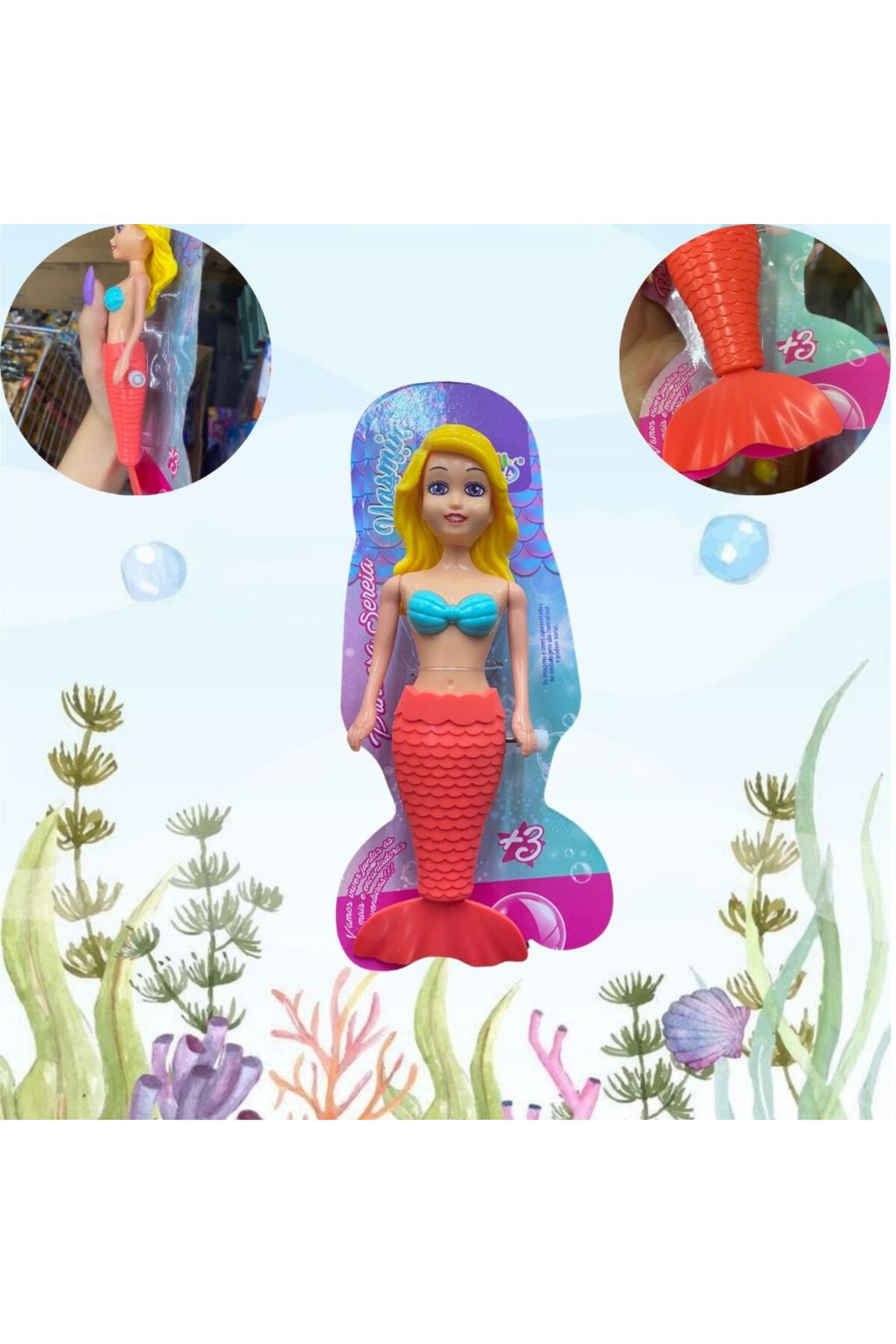 LRS STORE Kurmalı Yüzen Deniz Kızı Oyuncak - Havuz ve Banyo Oyuncağı (19 cm) Denizkızı fotoğrafı 3 (önizleme)