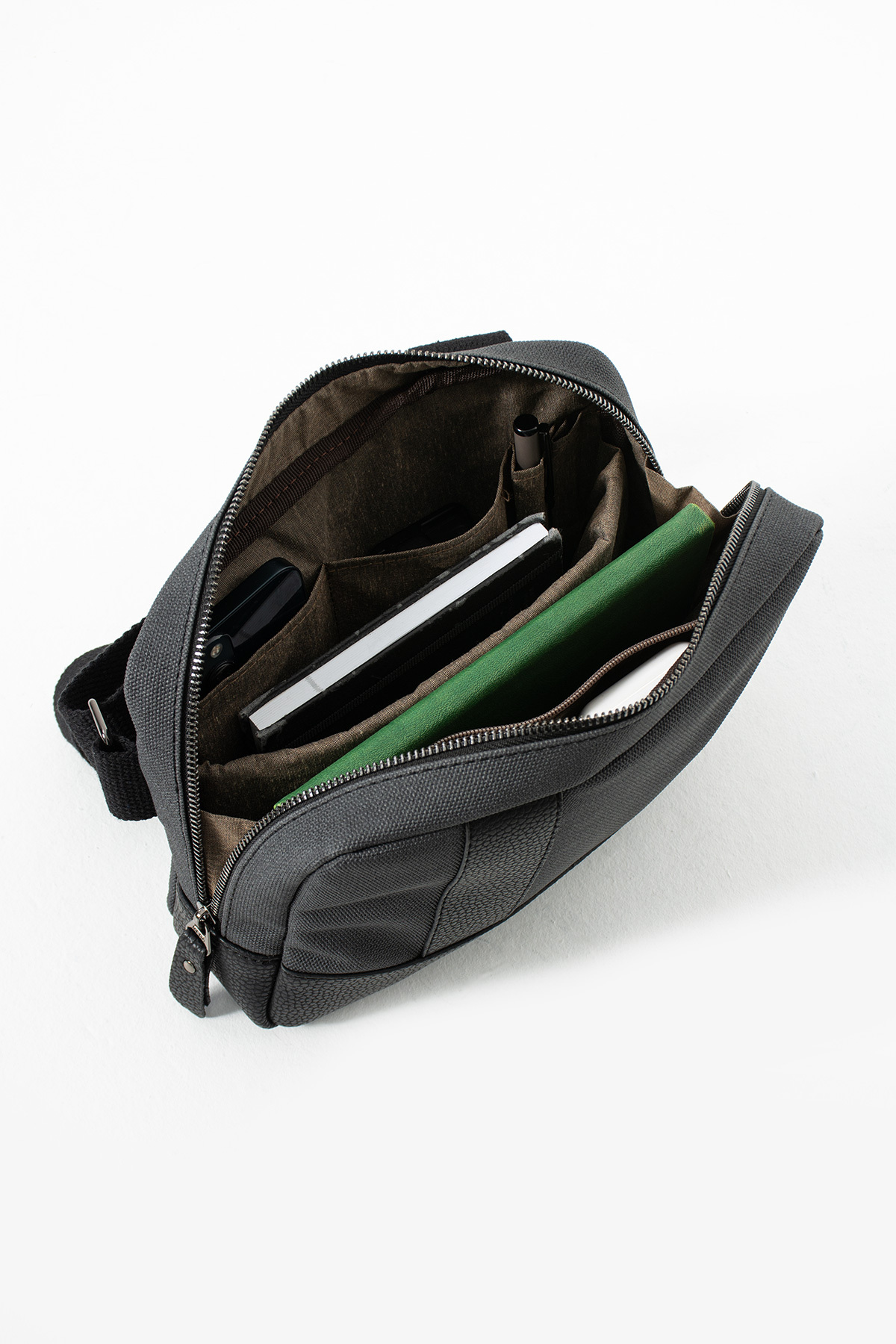 KASVA DERİ  Kanvas Kumaş Çapraz Çanta Unisex Tablet Çanta Askılı Omuz Çantası - Görsel 3