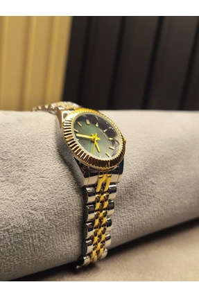 Liora Concept GÜMÜŞ GOLD KORDON YEŞİL KADRAN KADIN KOL SAATİ