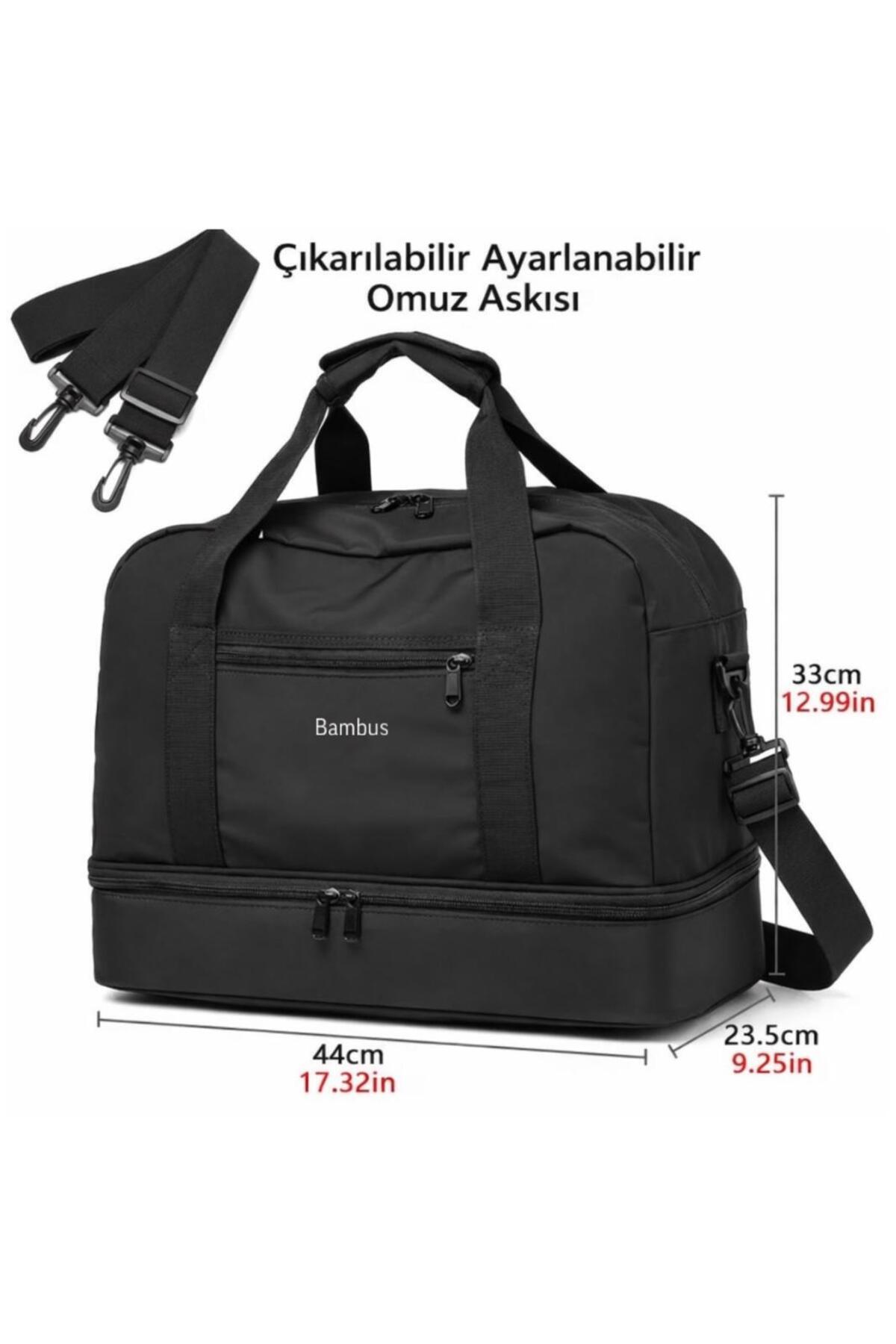 Bambus Home  Ayakkabı Bölmeli Çok Gözlü Askılı Valiz Gezi Seyahat Tatil Spor Hastane Çantası El Bagajı - Görsel 8