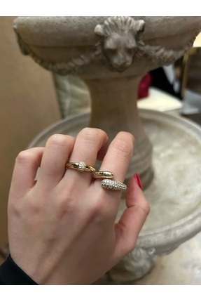 Lita Sarmal Model Gold Silver Taşlı Yüzük
