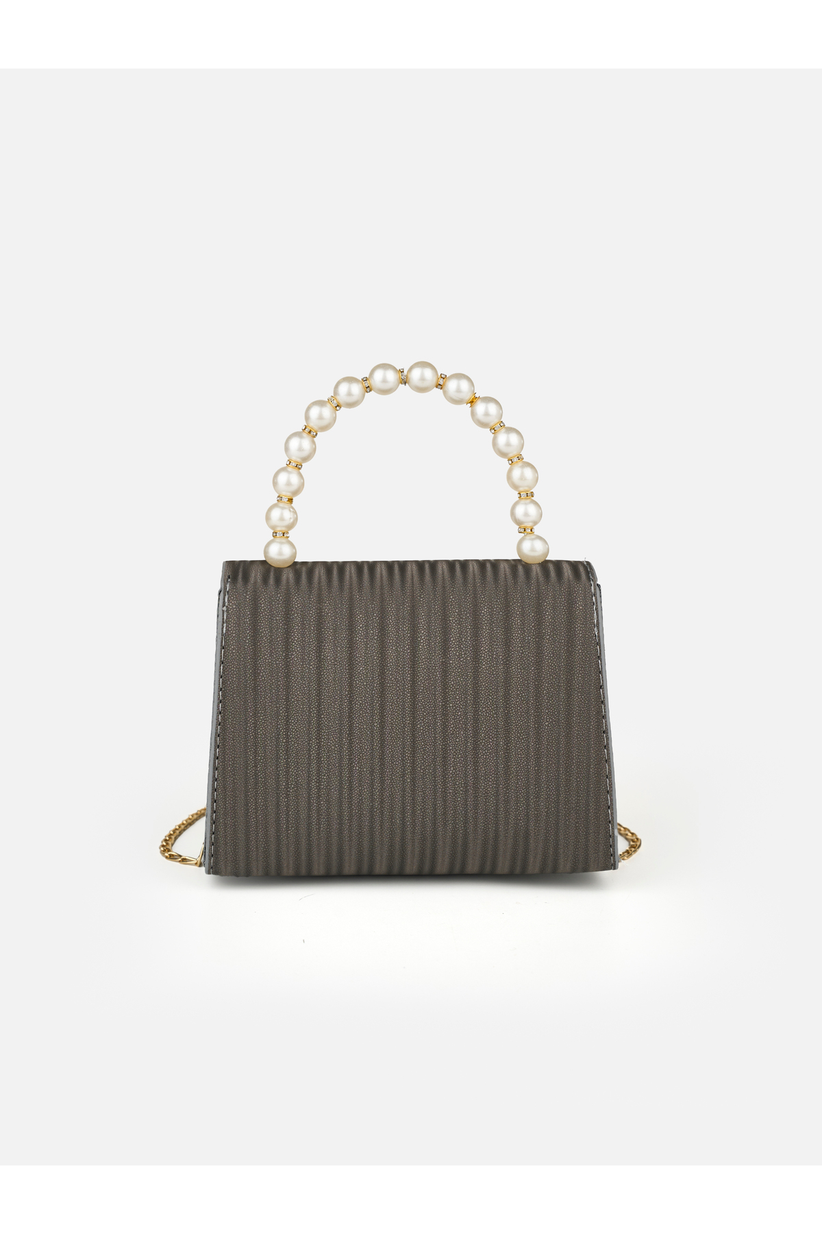 Silver BEYBE Women's Handbag and Crossbody Bag with Pearl and Lock Details görünüm 4