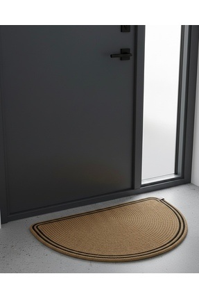 ms milasewing Doğal İplik Makine Dikişi Yarım Ay Kapı Önü Paspası - 73x46 cm