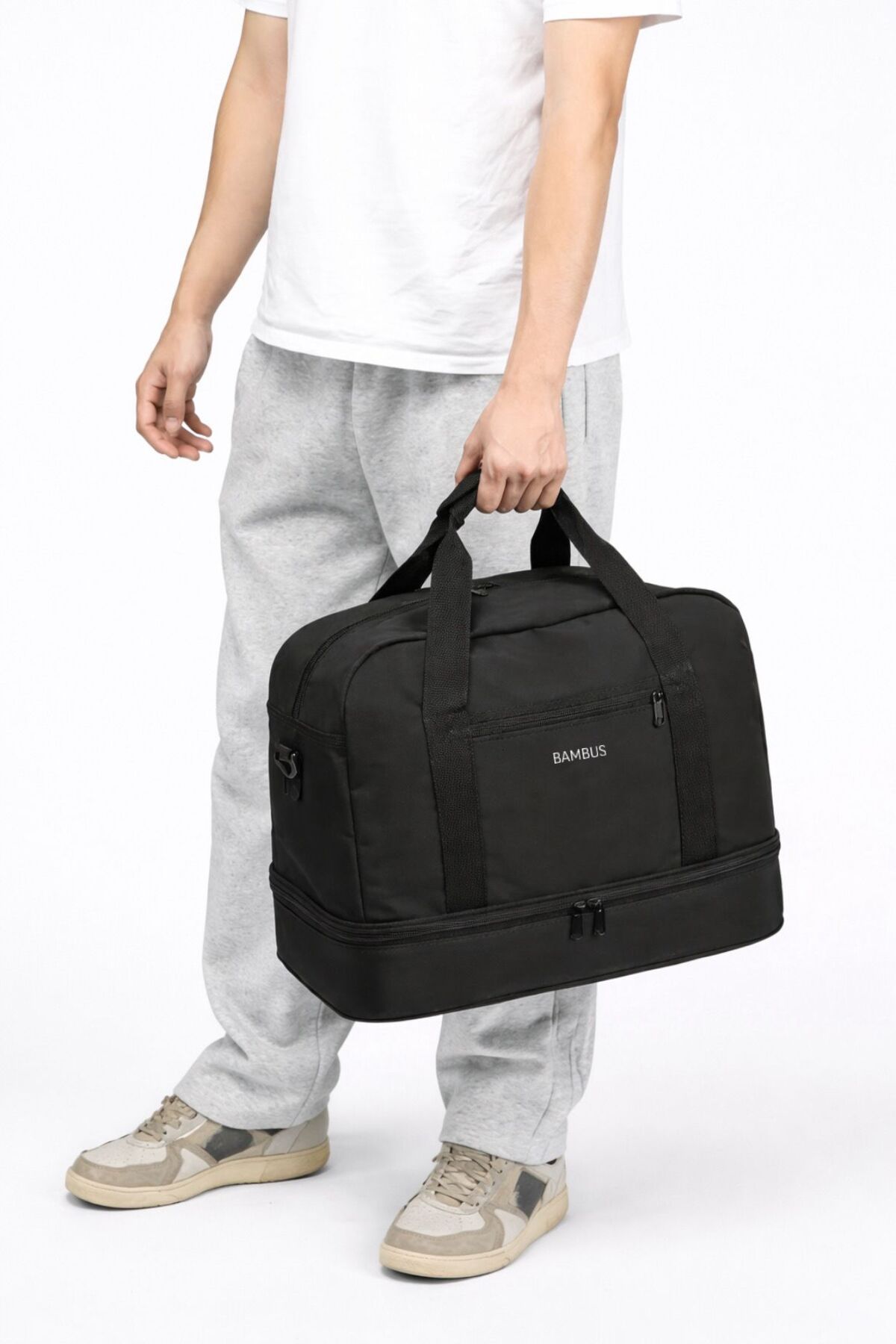 Bambus  Ayakkabı Bölmeli Hostes Valiz Seyahat Tatil Spor Hastane Su Geçirmez Çok Gözlü El Ve Omuz Çantası - Görsel 3