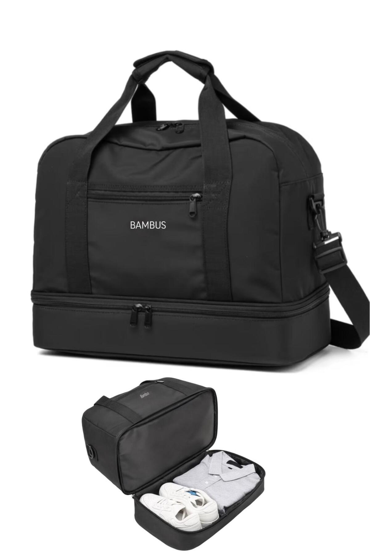 Bambus  Ayakkabı Bölmeli Hostes Valiz Seyahat Tatil Spor Hastane Su Geçirmez Çok Gözlü El Ve Omuz Çantası