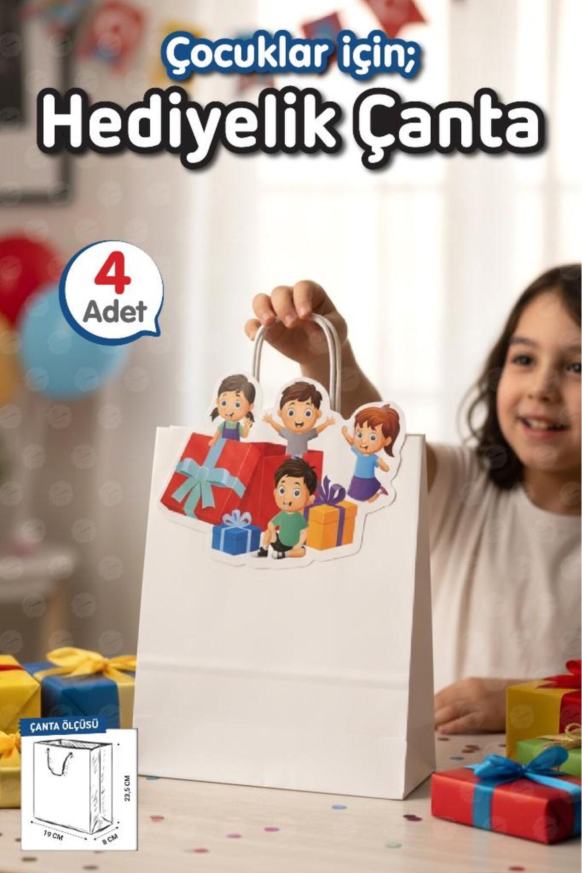 t tuğset etiket Burgu Saplı Karton Beyaz Çanta 4 adet Çocuklar İçin Doğum Günü Parti 23 Nisan Hediyelik Çanta-T1563 fotoğrafı 3 (önizleme)