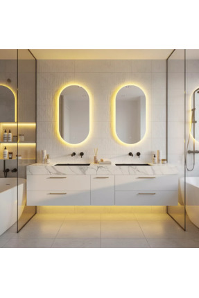 MirrorDecorArt 70*40cm Gün Işığı Led Aydınlatmalı Oval Banyo Aynası
