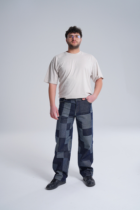 DIVINE TASARIM Origin Erkek Özel Tasarım Patchwork Jean Pantolon