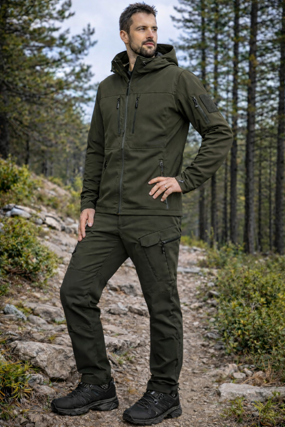 MODMEN UNİSEX Takım Kışlık SU Gecirmez Softshell Taktik Mont İçi Polarlı ve Softshell Pantolon İçi Polarlı