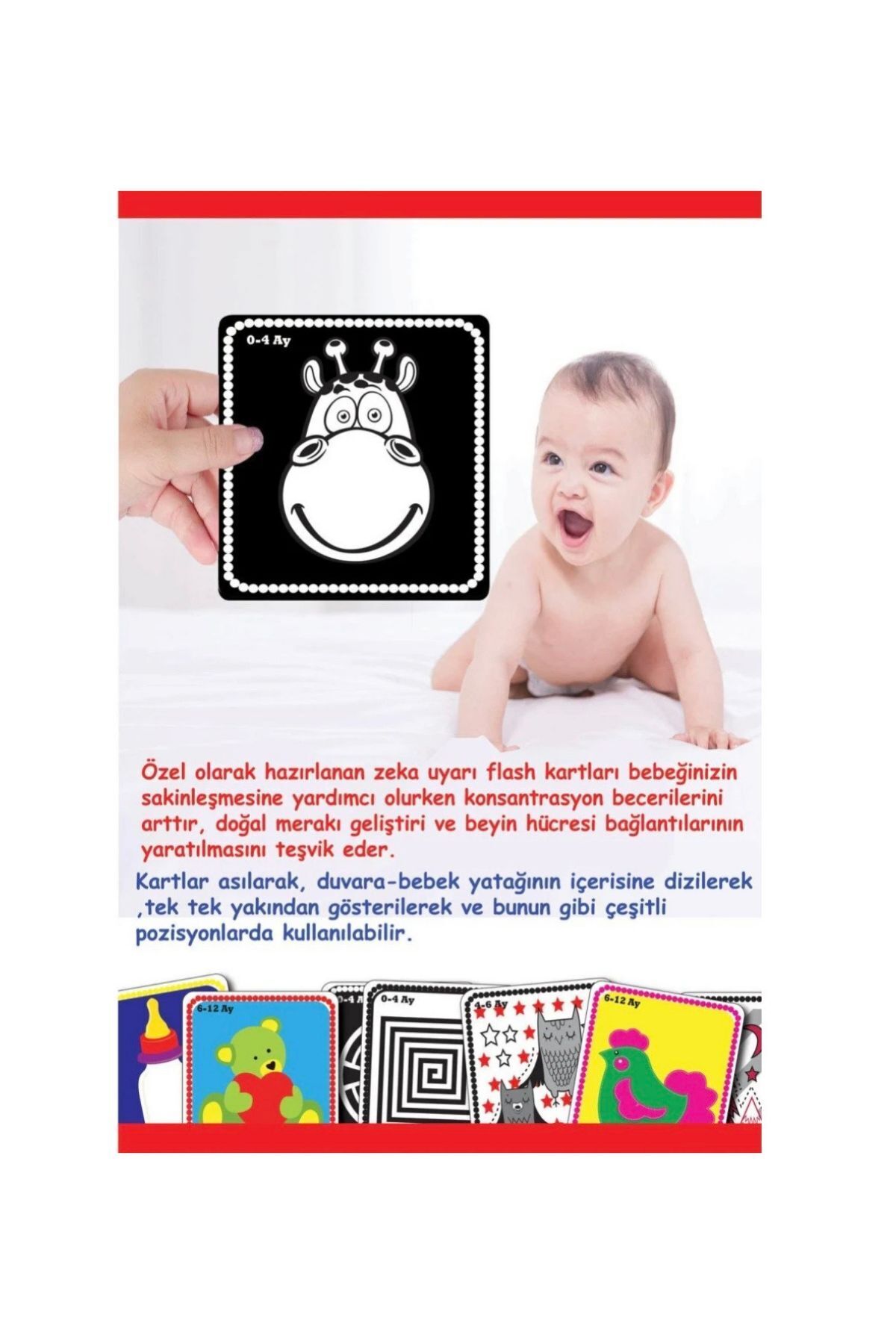 Diytoy Bebeğim İlk Zeka Kartları 0-6 Ay Set-1 ve İlk Zeka Kart Flash Kart 0-12 Ay Eğitici Hediye Paketi fotoğrafı 6 (önizleme)