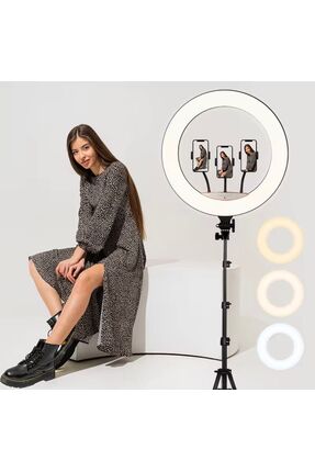 Moxti 18 Inç Kumandalı Işık LED 210 cm Tripod Youtuber Video Selfie Stüdyo Ma...