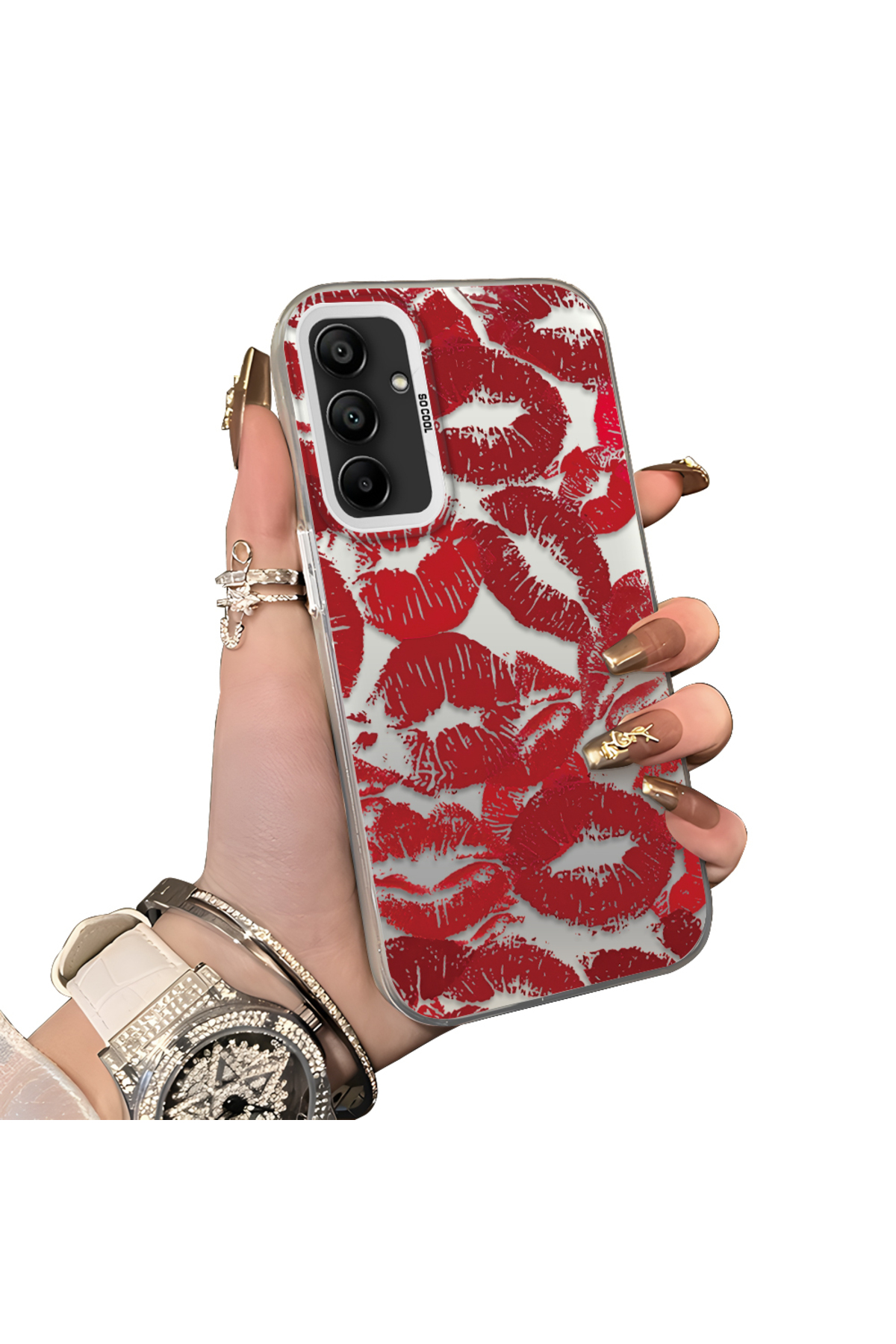 Samsung Galaxy A15 Compatible Silicone Edge Hard Back Anti Fall Lipstick Case