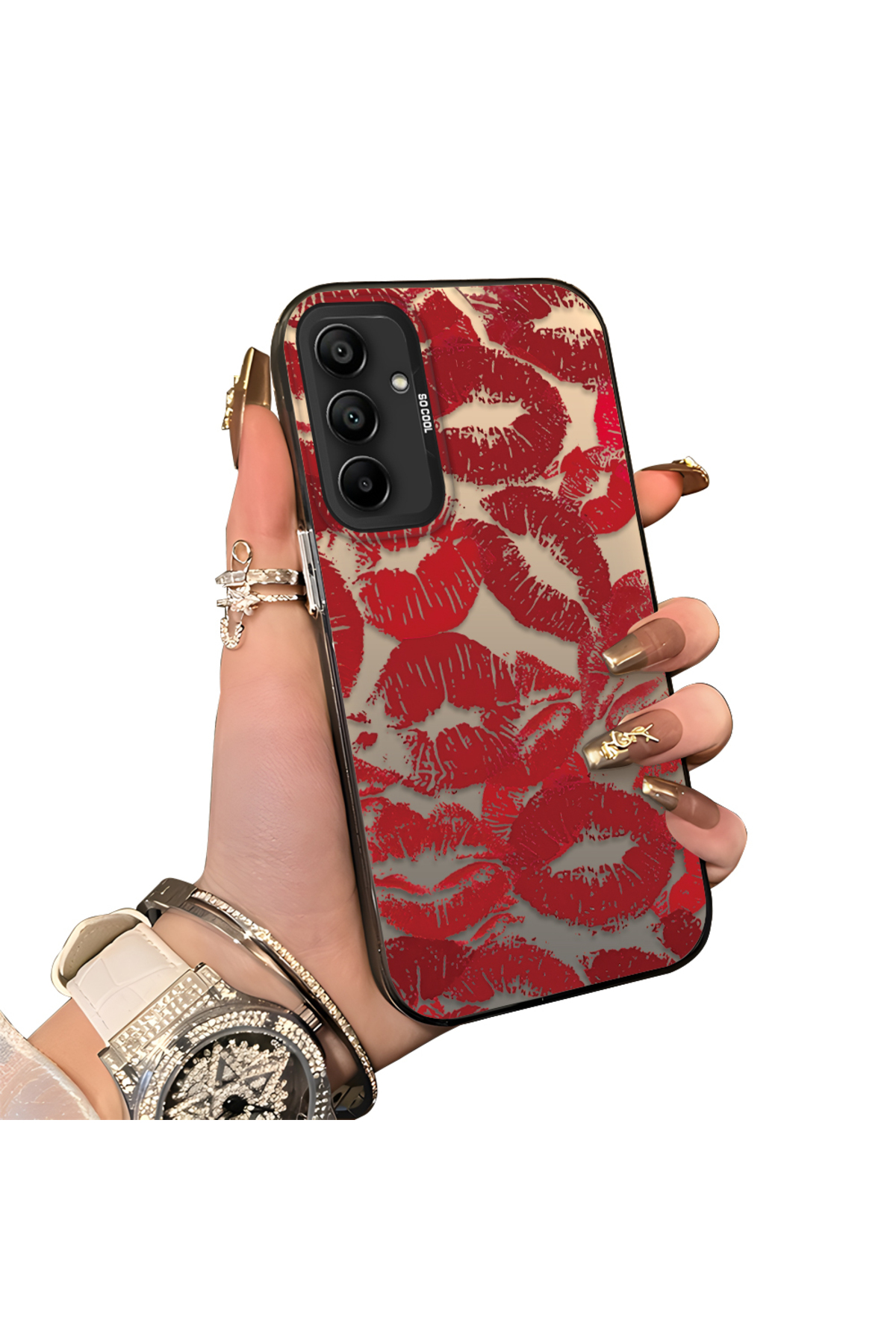 Samsung Galaxy A15 Compatible Silicone Edge Hard Back Anti Fall Lipstick Case