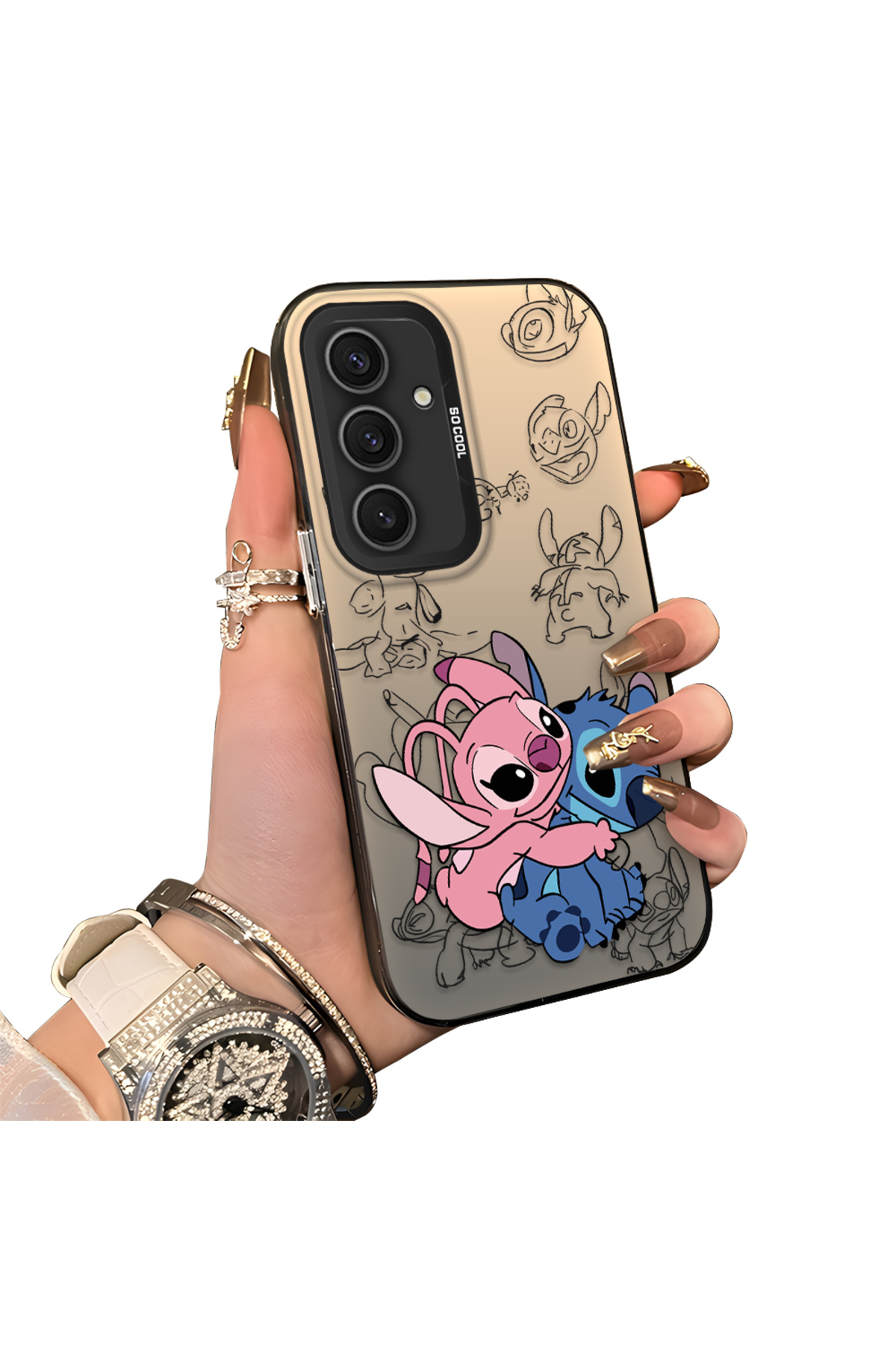 Samsung Galaxy S24 Plus Compatible Silicone Edge Hard Back Anti Fall Stitch pattern case