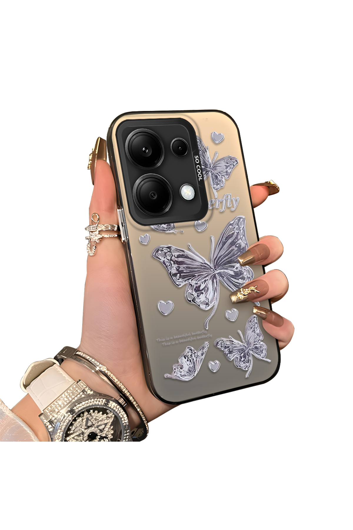 Xiaomi Redmi Note 13 Pro 4G Compatible Silicone Edge Hard Back Anti Fall Butterfly pattern case
