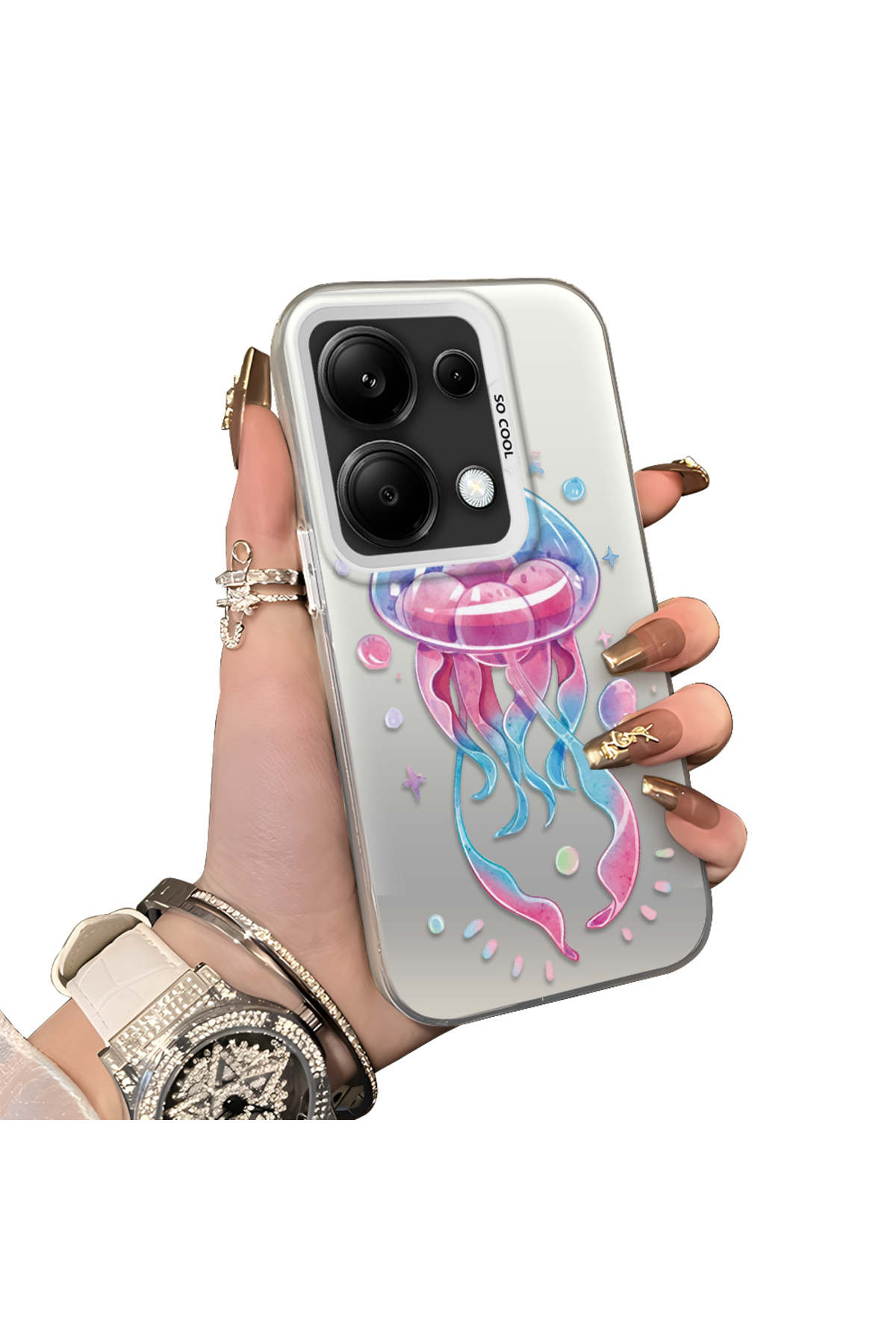Xiaomi Redmi Note 13 Pro 4G Compatible Silicone Edge Hard Back Anti Drop Pouch Spongefish Pattern