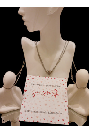 HELİSA ACCESSORİES Mıknatıslı "Birleşen Kalp" Gümüs Çift Kolye Seti