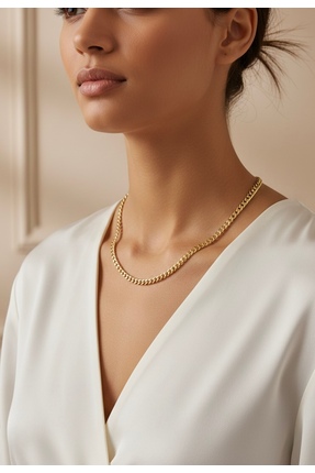 Larius Jewelry Kadın Gold Lak Kaplama Halat Zincir Kolye - Kararmaya Dayanıkl...